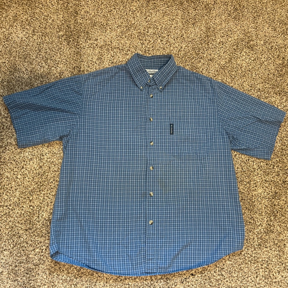 Men's Vintage Columbia Blue Checkered Shirt